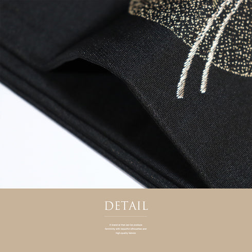 京袋帯 リサイクル 帯丈376cm 六通 月とススキ柄 ブラック Mサイズ ポリエステル Sランク お洒落 カジュアル