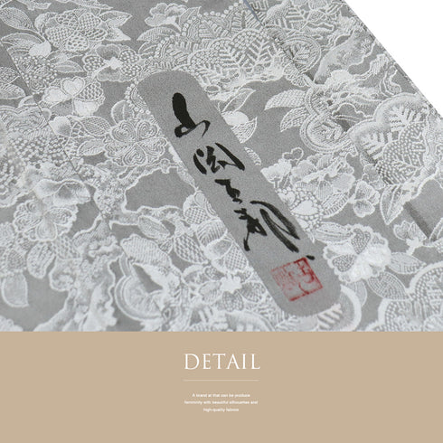 訪問着 リサイクル 身丈163.5cm 裄66cm 袷 鳳凰に花や蝶柄 山岡古都 天目織 グレー Lサイズ お洒落 正絹 広衿 Aランク