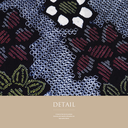 浴衣 リサイクル 夏着物 身丈150.5cm 裄63.2cm 夏物 絞り 花柄 ジュニアサイズ ネイビー Sサイズ カジュアル 木綿 洗える着物 バチ衿 Sランク