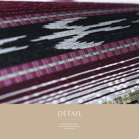 名古屋帯 リサイクル 帯丈380cm 全通 西陣花織 幾何学柄 パープル Lサイズ 正絹 未使用品 お洒落