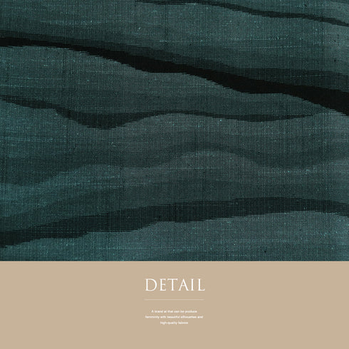 紬 リサイクル 身丈163.7cm 裄69.8cm 袷 一蔵プレミアム10加工 雲海模様 グリーン Lサイズ カジュアル お洒落 正絹 広衿 Sランク