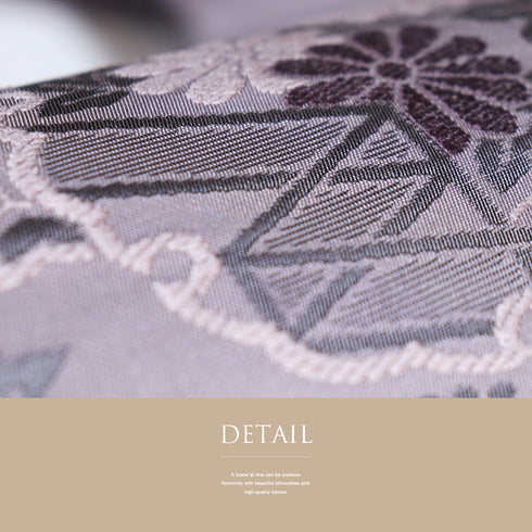 名古屋帯 リサイクル 帯丈365.5cm 六通 雪輪に花柄 パープル Mサイズ 正絹 Sランク お洒落