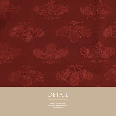 色無地 リサイクル 身丈164cm 裄65.2cm 袷 レッド Lサイズ セミフォーマル 一つ紋 正絹 広衿 地紋あり Sランク