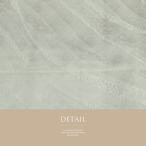 色無地 リサイクル 身丈157.3cm 裄63.2cm 袷 花柄 グリーン Mサイズ セミフォーマル 一つ紋 正絹 広衿 地紋あり Sランク