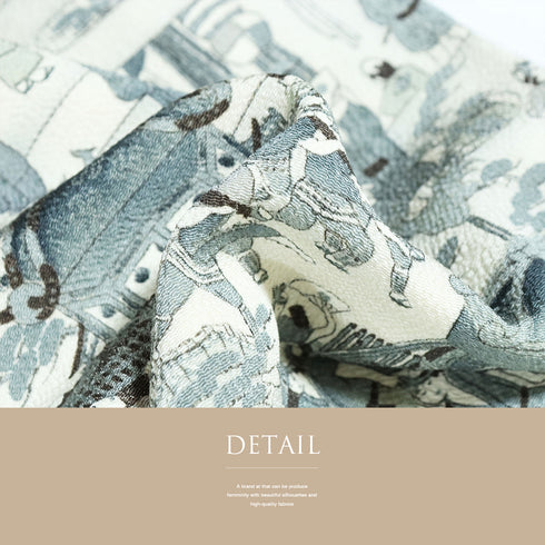 付下げ リサイクル 身丈158.2cm 裄67.6cm 袷 祭礼柄 グレー Mサイズ お洒落 正絹 広衿 Sランク