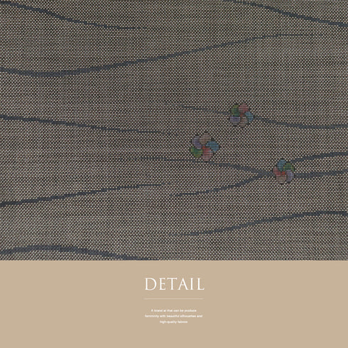 大島紬 リサイクル 身丈160.2cm 裄65cm 袷 小花柄 ブラウン Mサイズ お洒落 カジュアル しつけ糸 正絹 広衿 Sランク