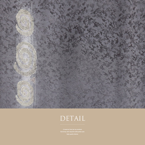 小紋 リサイクル 身丈163.8cm 裄64.4cm 袷 渦巻き柄 パープル Lサイズ お洒落 カジュアル しつけ糸 正絹 広衿 Sランク