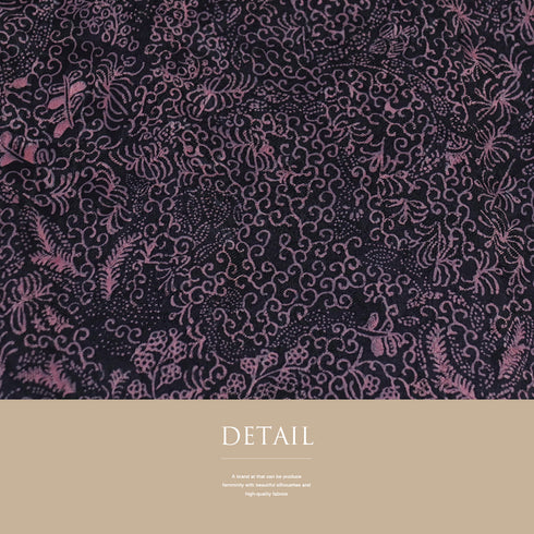 小紋 リサイクル 身丈156.2cm 裄62.6cm 袷 唐草柄 地紋 輝宝織 パープル Mサイズ お洒落 カジュアル 証紙 しつけ糸 正絹 広衿 Sランク