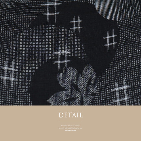 浴衣 リサイクル 夏着物 身丈155.5cm 裄63.5cm 夏物 桜柄 夏物 ブラック Mサイズ カジュアル 木綿 洗える着物 広衿 Aランク