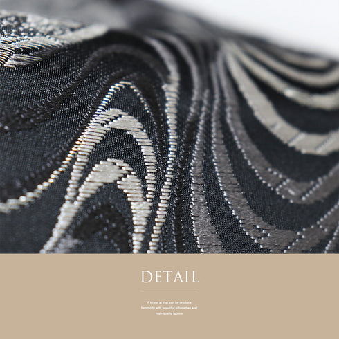 袋帯 リサイクル 帯丈448cm 六通 新小石丸 松煙染 変形雪輪に流水柄 ブラック Mサイズ 正絹 Sランク お洒落