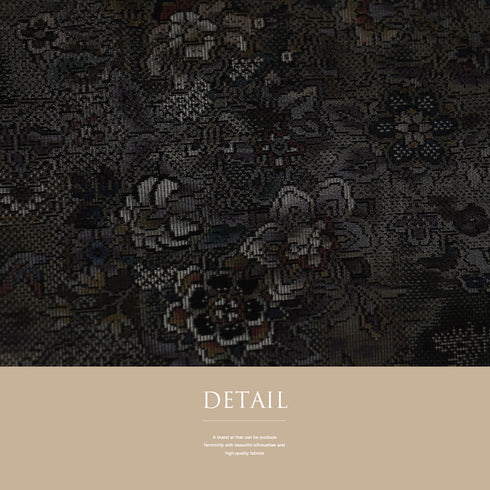 大島紬 リサイクル 身丈163.7cm 裄66.4cm 袷 花、鳥、兎柄 恵績五郎 ゆったりサイズ ブラック Lサイズ お洒落 カジュアル 証紙 しつけ糸 正絹 広衿 未使用品