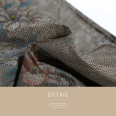 大島紬 リサイクル 身丈157.8cm 裄65cm 袷 花枝柄 ブラウン Mサイズ お洒落 カジュアル 証紙 正絹 広衿 Sランク