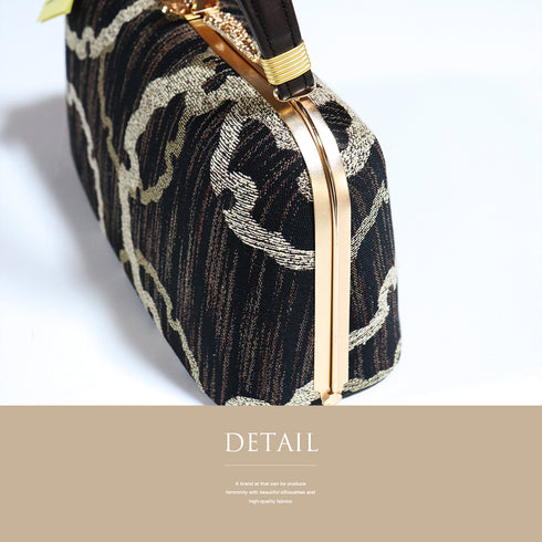 草履・バッグセット リサイクル カジュアル ブラウン 正絹 未使用品 雪輪柄