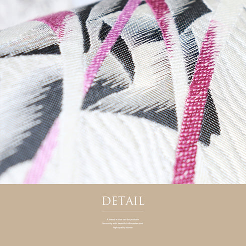 袋帯 リサイクル 帯丈444cm 全通 薔薇やリボン柄 EYE ホワイト Mサイズ 正絹 未使用品 フォーマル お洒落