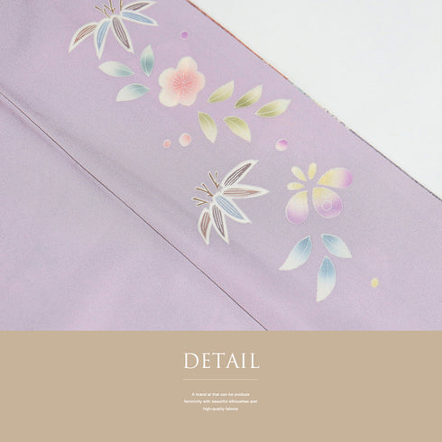 訪問着 リサイクル 身丈165cm 裄66.4cm 袷 松唐菱に菊柄 金駒刺繍 箔 パープル Lサイズ フォーマル セミフォーマル 正絹 広衿 Sランク