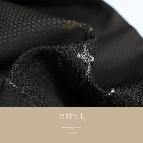 小紋 リサイクル 身丈161.7cm 裄64.8cm 袷 織・段ぼかし柄 刺繍 ブラウン Lサイズ お洒落 カジュアル 正絹 広衿 Sランク