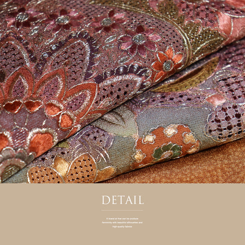 訪問着 リサイクル 身丈168.5cm 裄69.2cm 袷 華唐草柄 汕頭刺繍 オレンジ LLサイズ セミフォーマル 正絹 広衿 Sランク