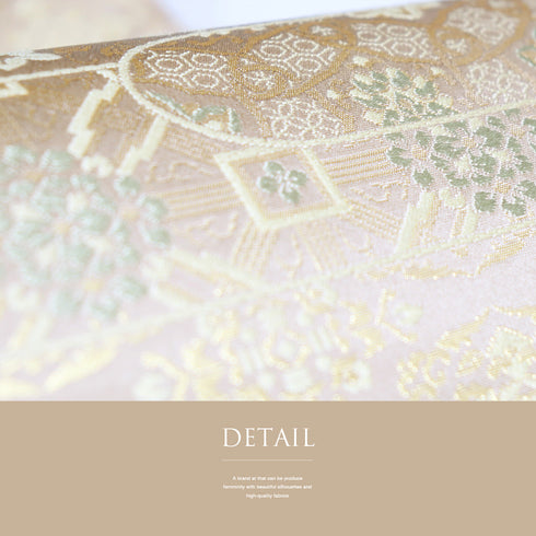 袋帯 リサイクル 帯丈452cm 六通 エ霞に欧亜吉祥文 錦織 ベージュ Lサイズ 正絹 Sランク フォーマル セミフォーマル