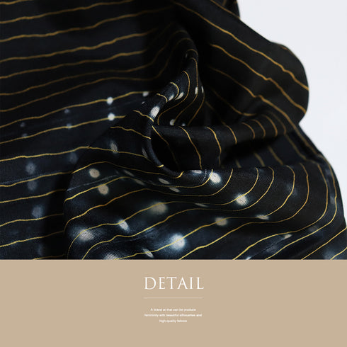 訪問着 リサイクル 身丈160.8cm 裄69.8cm 袷 染め紬 縞模様 水玉模様 絞り ブラック Lサイズ お洒落 カジュアル 正絹 広衿 Aランク