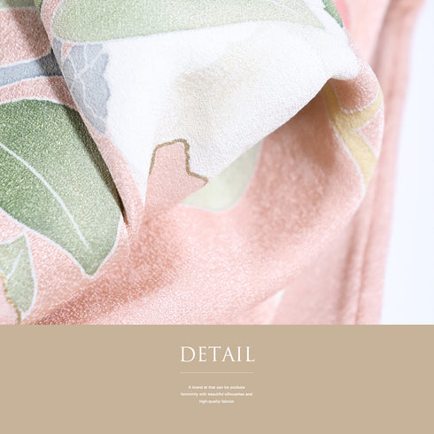 付下げ リサイクル 身丈163.5cm 裄66.2cm 袷 木蓮柄 刺繍 箔 ピンク Lサイズ セミフォーマル お洒落 正絹 広衿 Sランク