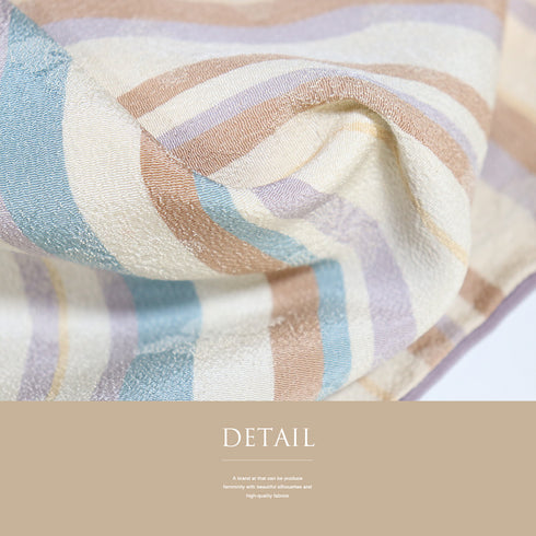 小紋 リサイクル 身丈166.8cm 裄64.4cm 袷 縞柄 ベージュ LLサイズ お洒落 カジュアル 正絹 広衿 Aランク