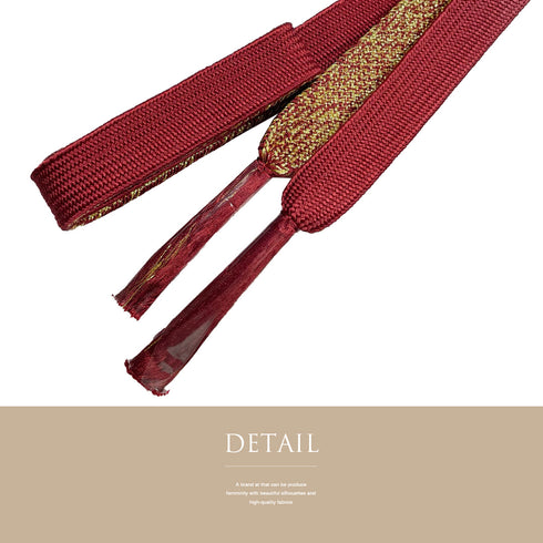帯締め リサイクル セミフォーマル 平組紐 レッド 正絹 新品・未使用品