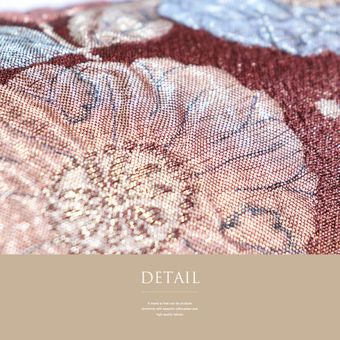 袋帯 リサイクル 帯丈428cm 六通 辻が花風模様 ふくれ織り ブラウン Sサイズ 正絹 新品・未使用品 お洒落