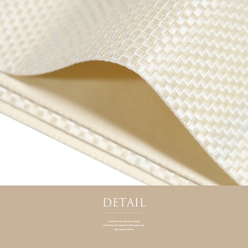 袋帯 リサイクル 帯丈440cm 全通 幾何学柄 地紋 ベージュ Mサイズ 正絹 新品・未使用品 お洒落