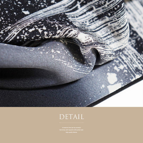 訪問着 リサイクル 身丈166cm 裄66.8cm 袷 たたきに刷毛目柄 ブラック LLサイズ お洒落 正絹 広衿 Aランク