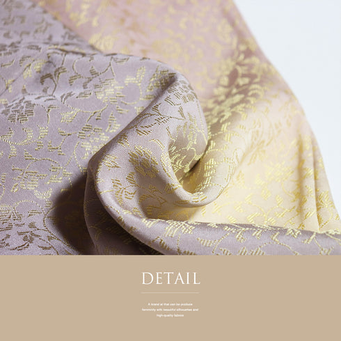 訪問着 リサイクル 身丈166.8cm 裄67.2cm 袷 花唐草模様 ぼかし柄 ピンク LLサイズ お洒落 しつけ糸 正絹 広衿 新品・未使用品