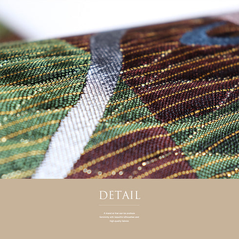 袋帯 リサイクル 帯丈436cm 六通 西陣織 枯山水 グリーン Mサイズ 正絹 新品・未使用品 お洒落