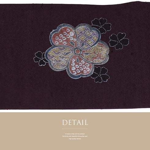 名古屋帯 リサイクル 帯丈364.5cm ポイント柄 捻梅柄 紬 パープル Mサイズ 正絹 Sランク カジュアル お洒落