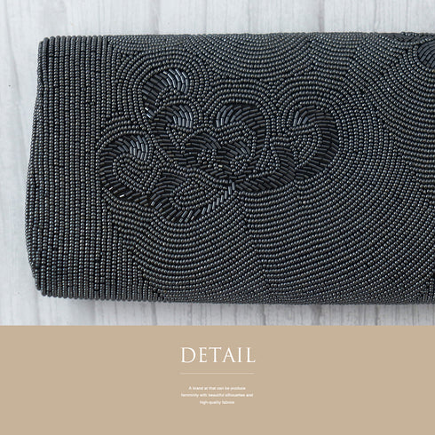 バッグ リサイクル グレー ビーズ Aランク 花柄