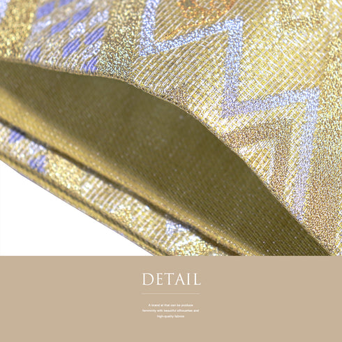 袋帯 リサイクル 帯丈444cm 六通 デザイン菱柄 ゴールド Mサイズ 正絹 Sランク フォーマル お洒落