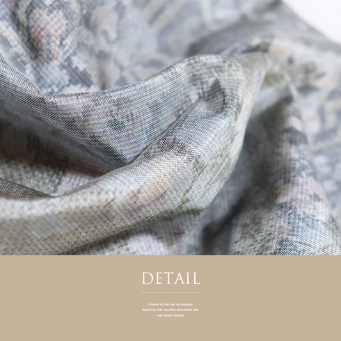 大島紬 リサイクル 身丈157.3cm 裄60.8cm 袷 有職文様 唐草柄 グレー Mサイズ カジュアル お洒落 正絹 広衿 Sランク