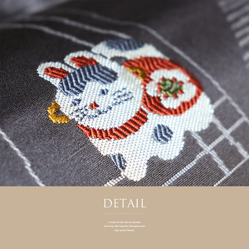 名古屋帯 リサイクル 帯丈357cm 六通 玩具尽くし柄 グレー Sサイズ 正絹 Sランク お洒落