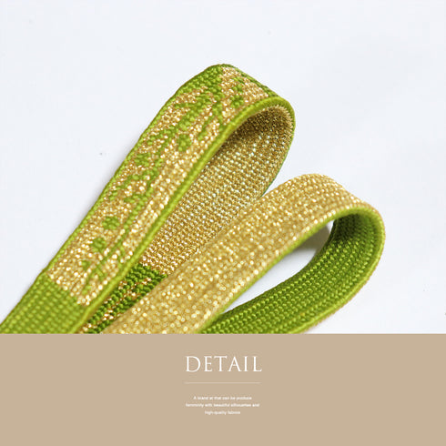 帯締め リサイクル セミフォーマル 平組紐 グリーン 正絹 新品・未使用品