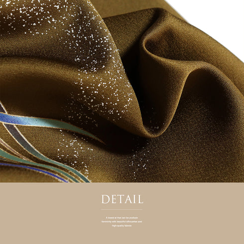 付下げ リサイクル 身丈158.4cm 裄64.4cm 袷 サギ草柄 ブラウン Mサイズ セミフォーマル しつけ糸 正絹 広衿 Sランク