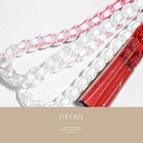 帯締め リサイクル カジュアル 手組紐 ピンク 正絹 新品・未使用品