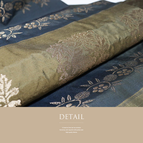 名古屋帯 リサイクル 帯丈350.5cm 六通 横段に名物裂織り出し模様 ブラウン Sサイズ 正絹 Sランク お洒落