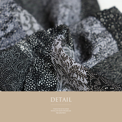 小紋 リサイクル 身丈163cm 裄65.4cm 袷 寄せ柄 パールトーン加工 ブラック Lサイズ お洒落 正絹 広衿 Sランク