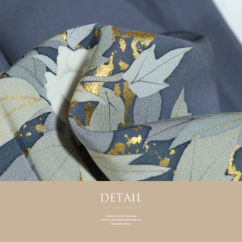 訪問着 リサイクル 身丈163cm 裄67.4cm 袷 花柄 パールトーン加工 箔 ブルー Lサイズ お洒落 正絹 広衿 Aランク