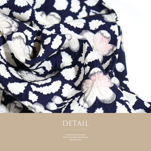 付下げ リサイクル 身丈158.5cm 裄62.6cm 袷 辻ヶ花調 後絞り加工 ネイビー Mサイズ お洒落 しつけ糸 正絹 広衿 Sランク