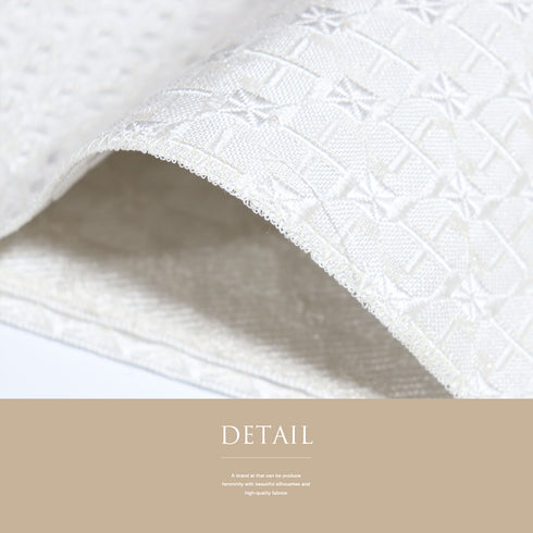 名古屋帯 リサイクル 帯丈371cm 全通 地紋 西陣織 ホワイト Mサイズ 正絹 新品・未使用品 お洒落 セミフォーマル 証紙