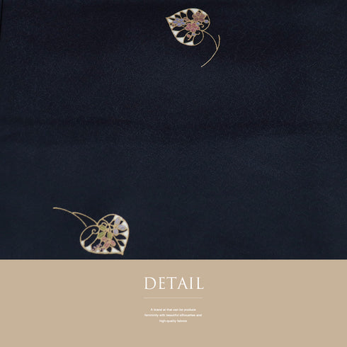 小紋 リサイクル 身丈164.5cm 裄68.4cm 袷 葵柄 地紋 ネイビー Lサイズ お洒落 カジュアル 正絹 広衿 Sランク