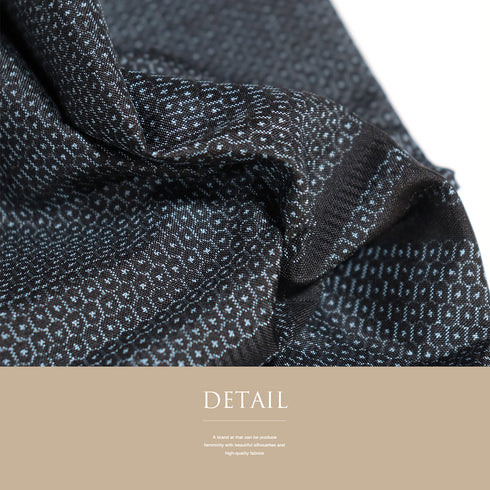 道中着 リサイクル 身丈92cm 裄65.6cm 袷 紬 横縞柄 ネイビー Mサイズ お洒落 カジュアル 正絹 Sランク