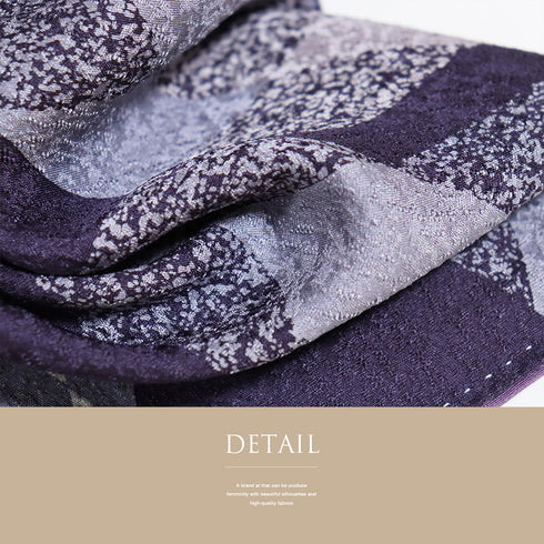 小紋 リサイクル 身丈152cm 裄64cm 袷 菱つなぎ柄 地紋 松本伸 パープル Sサイズ お洒落 カジュアル 正絹 バチ衿 Aランク