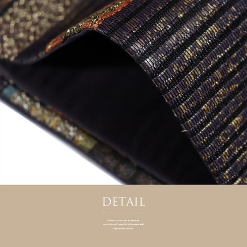 袋帯 リサイクル 帯丈436cm 六通 利休大島間道 本泥染織袋帯 多色 Mサイズ 正絹 Sランク フォーマル お洒落