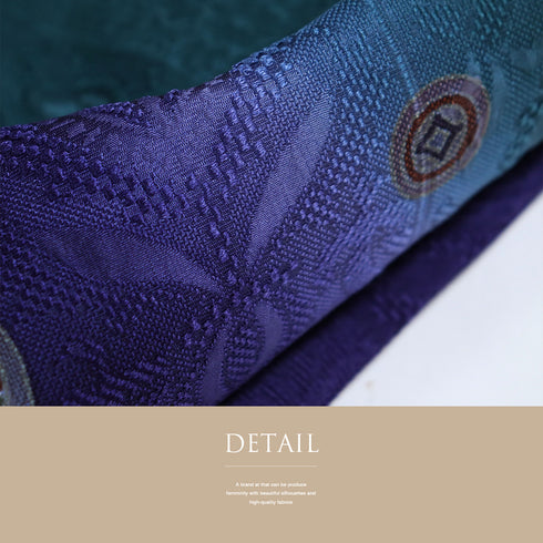 名古屋帯 リサイクル 帯丈388cm ポイント柄 開き仕立て 地紋 橘柄 パープル Lサイズ 正絹 Sランク お洒落