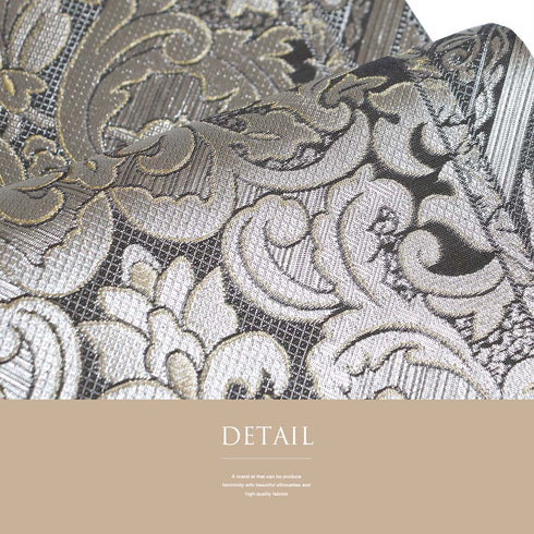 袋帯 リサイクル 帯丈448cm 全通 洋更紗柄 リバーシブル 工房岡野 本場筑前博多織 シルバー Mサイズ 混合 新品・未使用品 お洒落